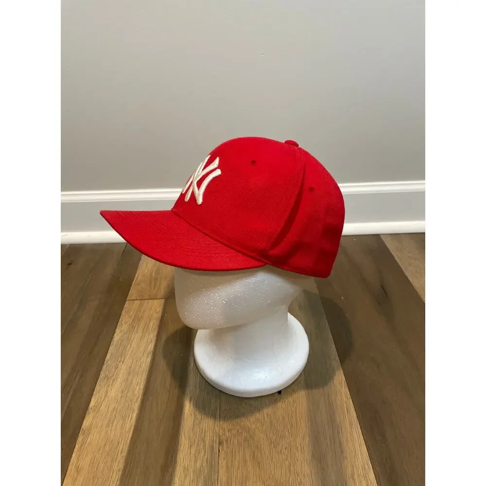 NY Yankees Red Wool‑Blend Baseball Hat Cap Size 7 3/8 H Kap